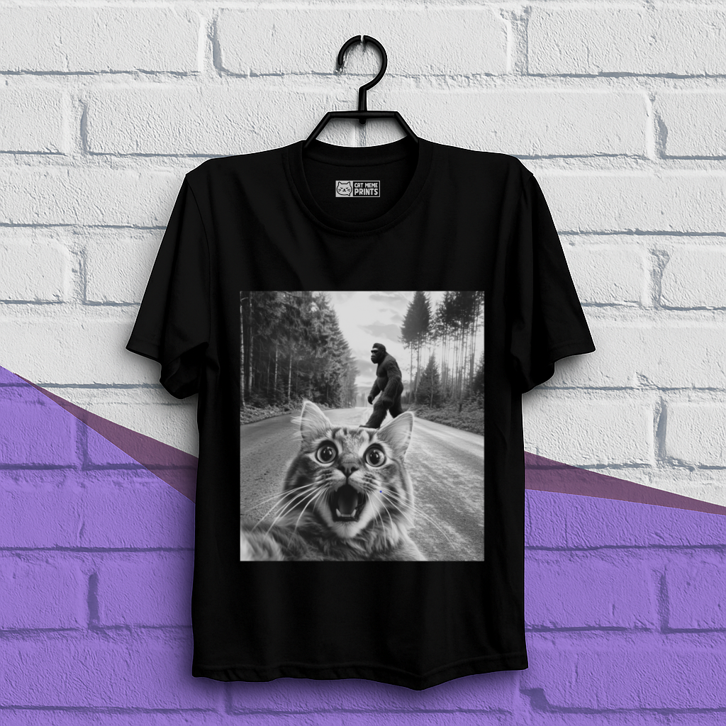 Cat Selfie With Bigfoot T-Shirt
