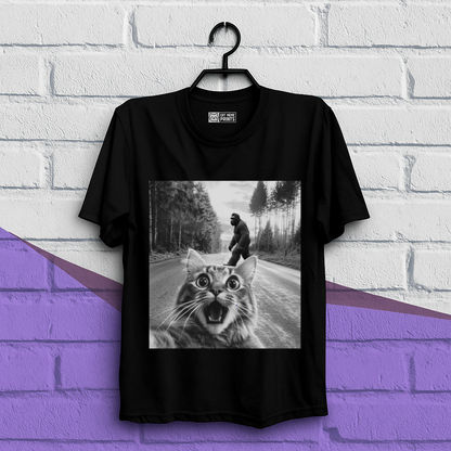 Cat Selfie With Bigfoot T-Shirt