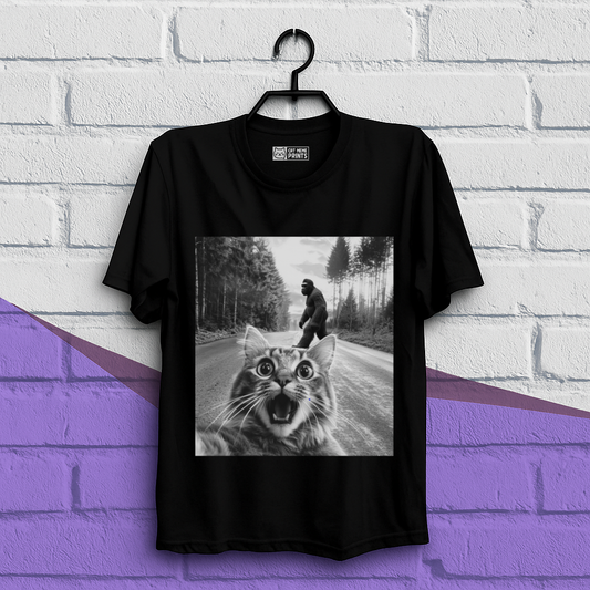 Cat Selfie With Bigfoot T-Shirt