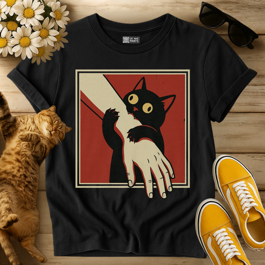 Black Cat Biting Arm T-Shirt
