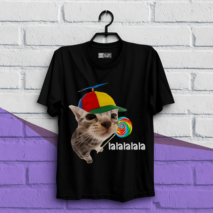 Cat With Lollipop lalala Cat Meme T-Shirt