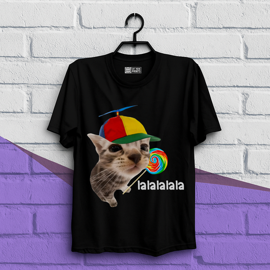 Cat With Lollipop lalala Cat Meme T-Shirt