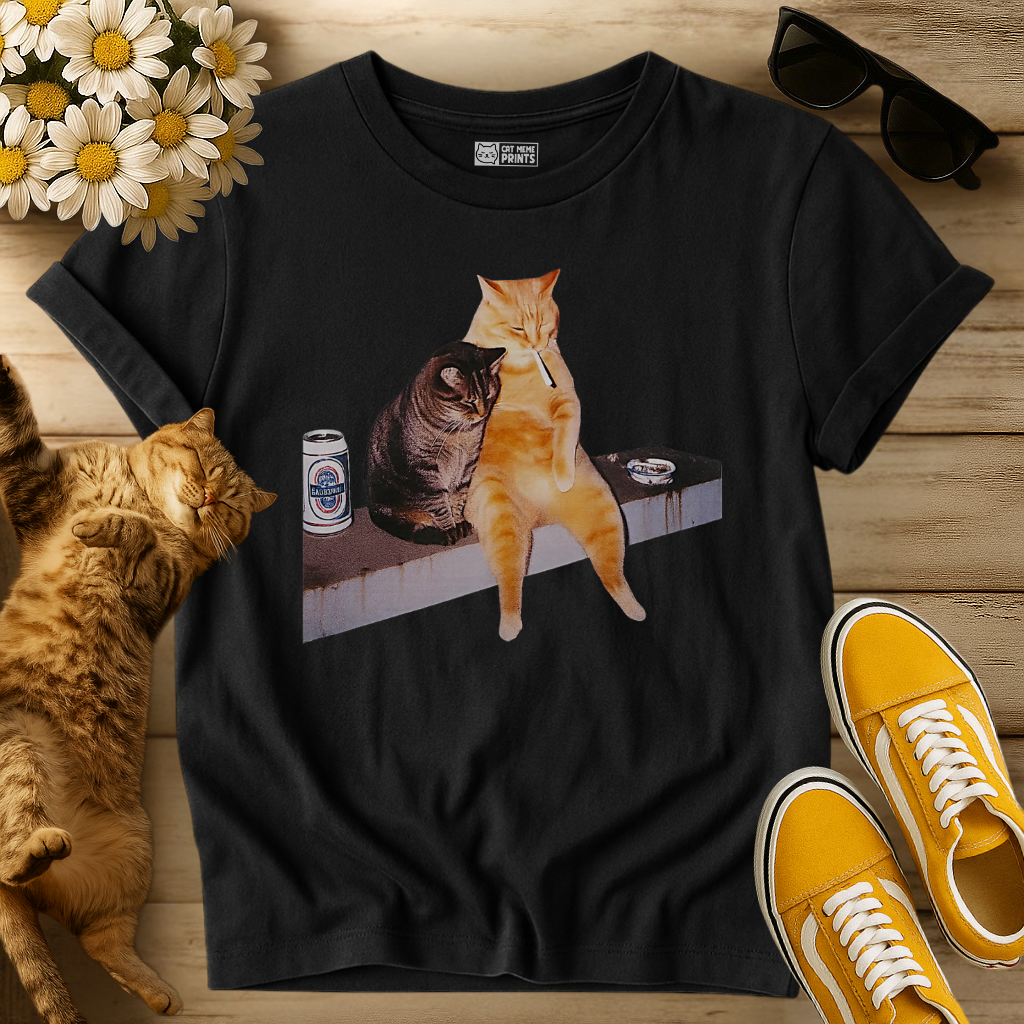 2 Cat Drinking Selfie T-Shirt