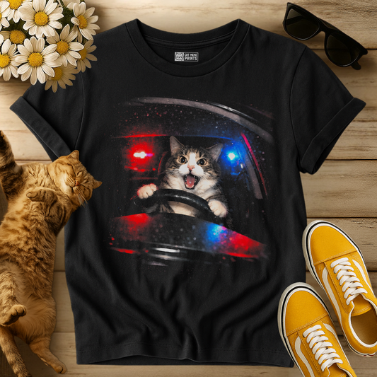 Cat Driver Escaping the Police T-Shirt