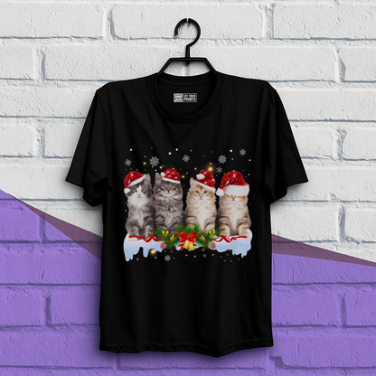 Cat Christmas Light Santa T-Shirt