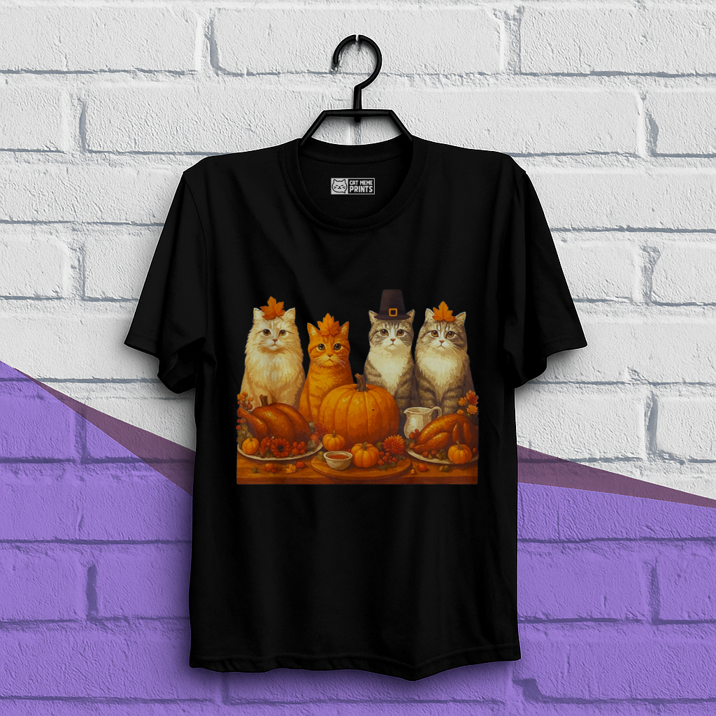Cats Dinner Feast Fall Thanksgiving T-Shirt