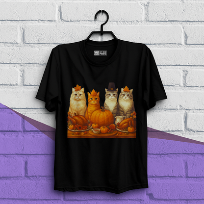 Cats Dinner Feast Fall Thanksgiving T-Shirt