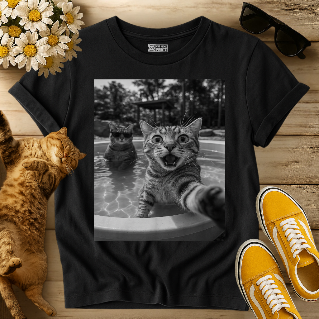 Cat Selfie in the Pool T-Shirt