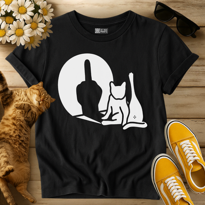 Funny Middle Finger Cat Shadow T-Shirt