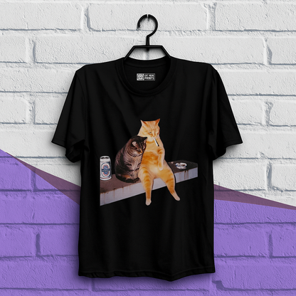 Cat Smoking & Drinking T-Shirt