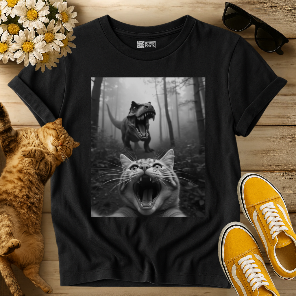 Cat Selfie With T-rex T-Shirt