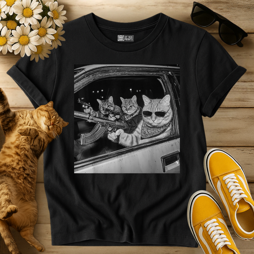 Gangster Cat Meme Selfie T-Shirt