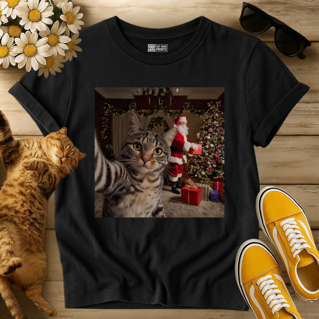 Cat Selfie with Santa Claus T-Shirt