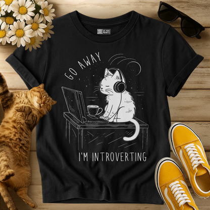 Go Away I'm Introverting Introvert Cat T-Shirt