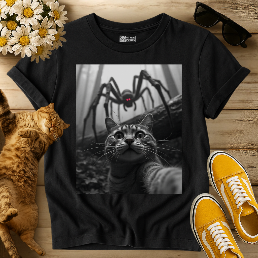 Cat Selfie With Spider T-Shirt