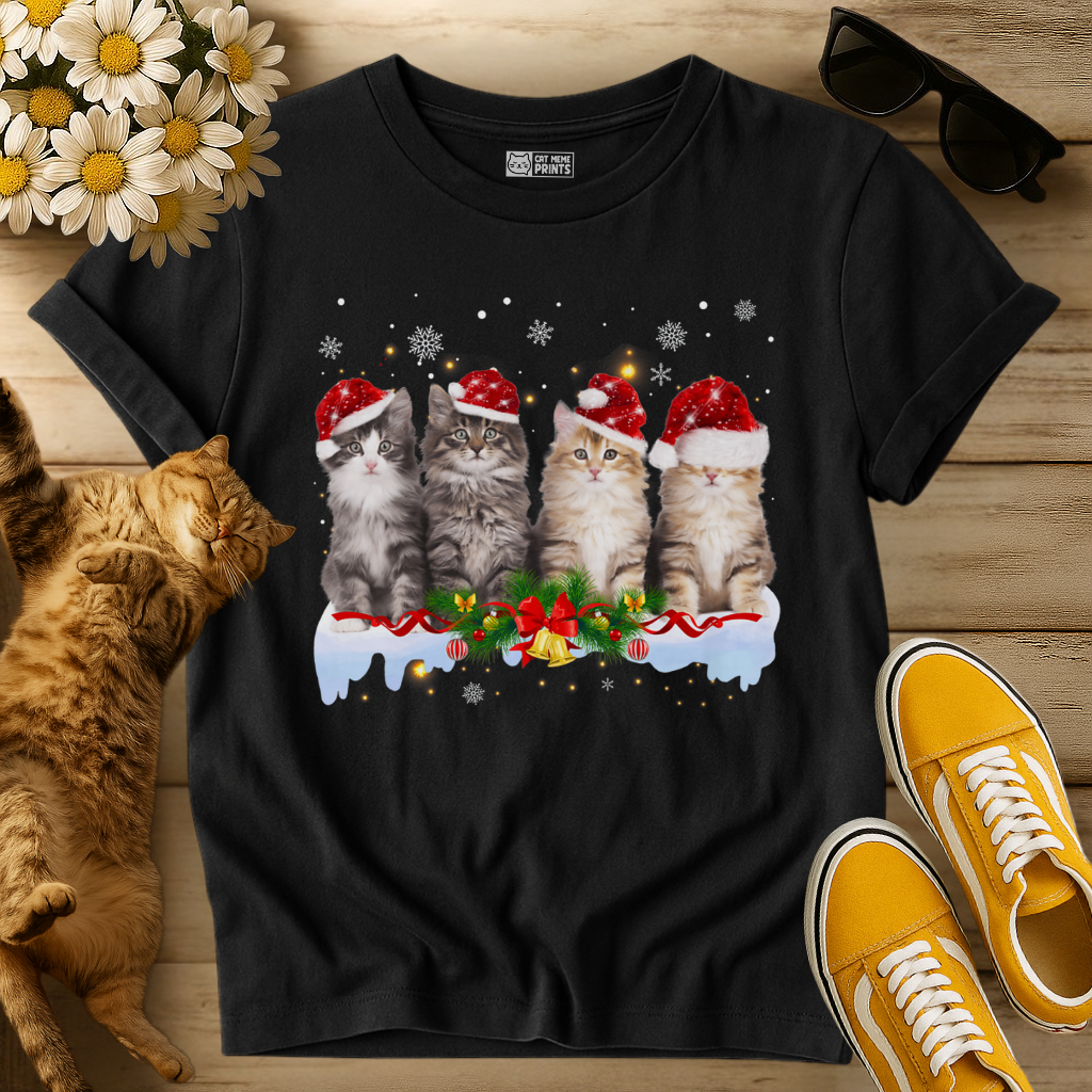Cat Christmas Light Santa T-Shirt