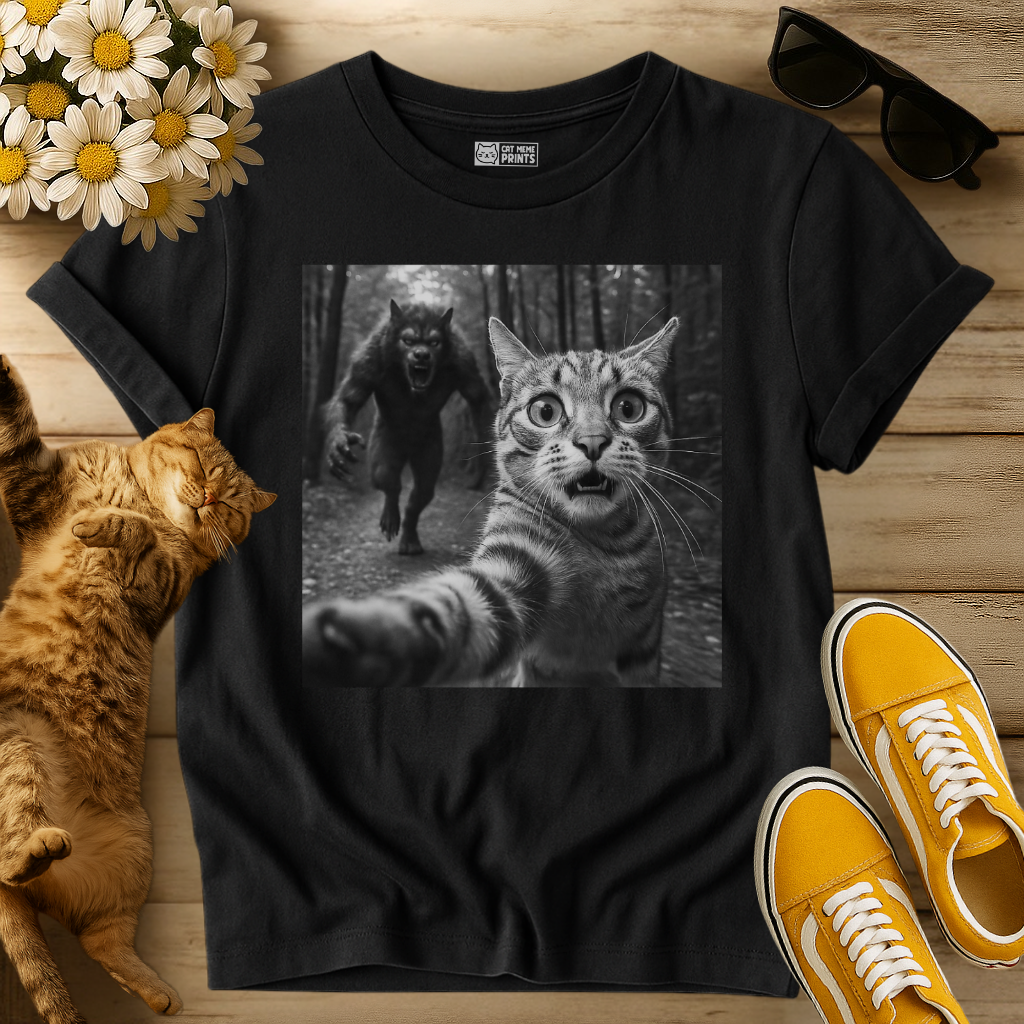 Cat Selfie With Werewolf T-Shirt