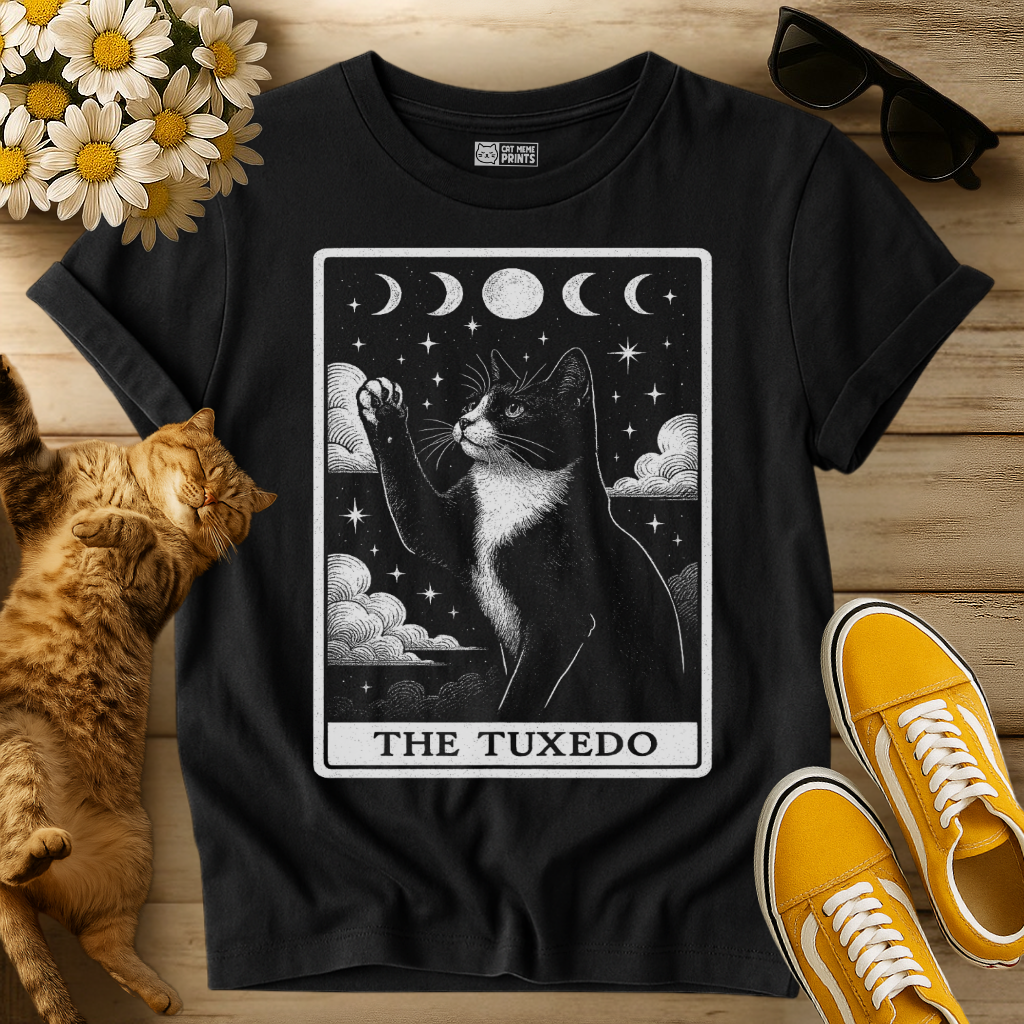 The Tuxedo Cat Tarot Card Witchy Moon T-Shirt