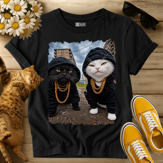 Gangster Black & White Cats T-Shirt