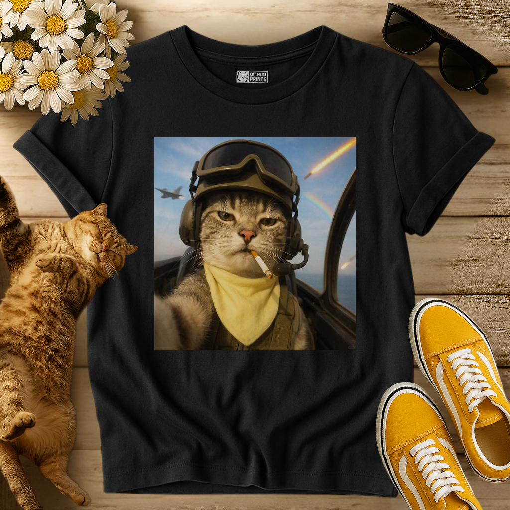 Pilot Cat Selfie T-Shirt
