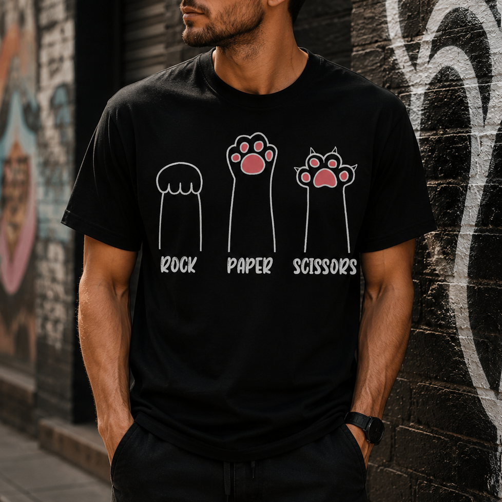 Cat Hand Game Rock Paper Scissors T-Shirt