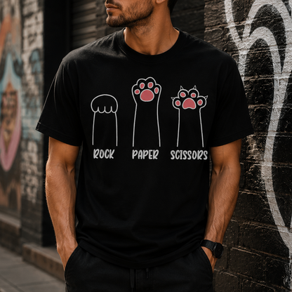 Cat Hand Game Rock Paper Scissors T-Shirt