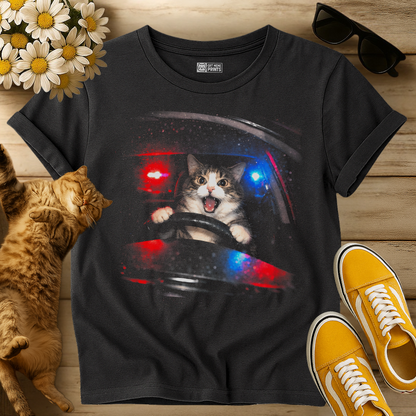 Cat Driver Escaping the Police T-Shirt