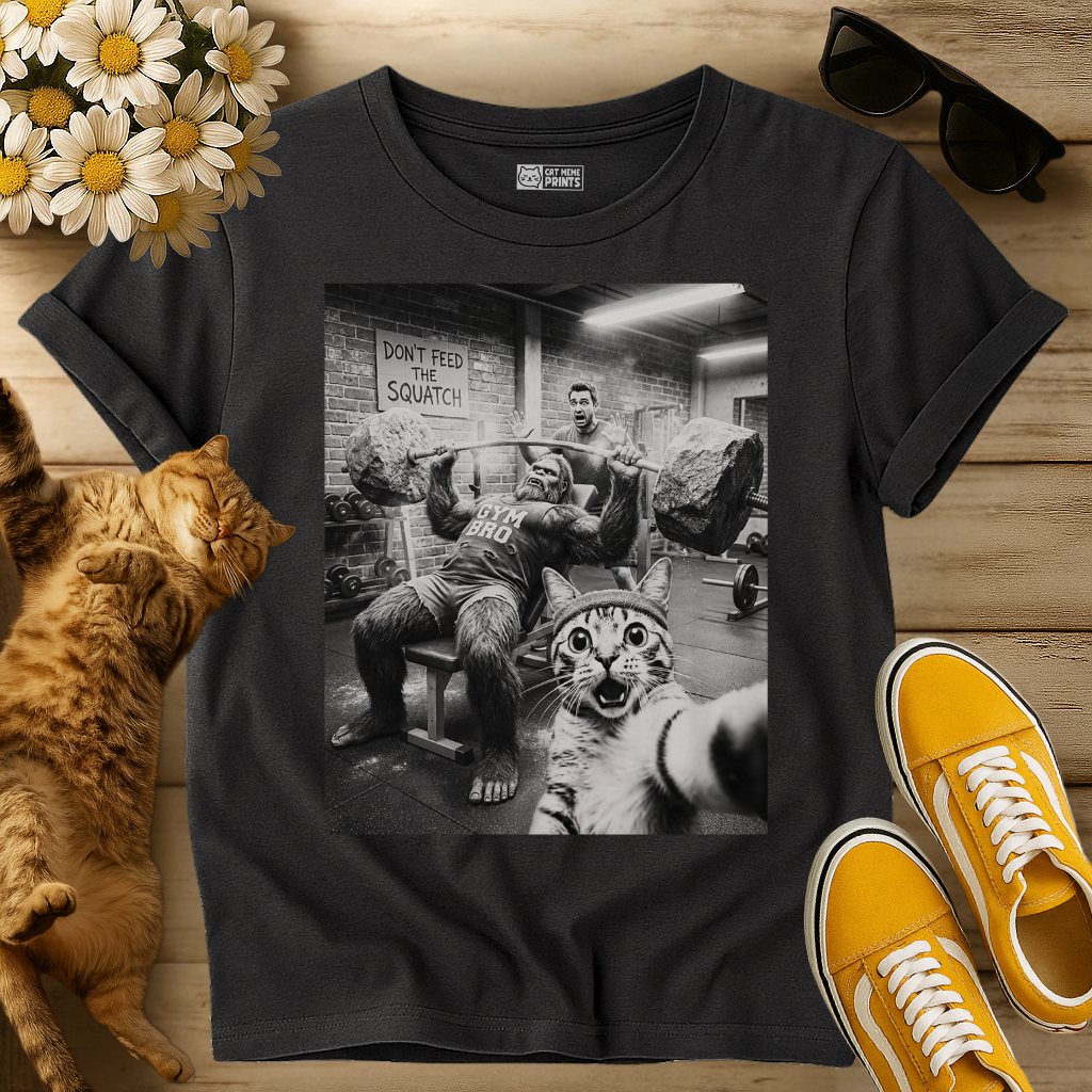 Cat Selfie with Bigfoot at the Gym T-Shirt