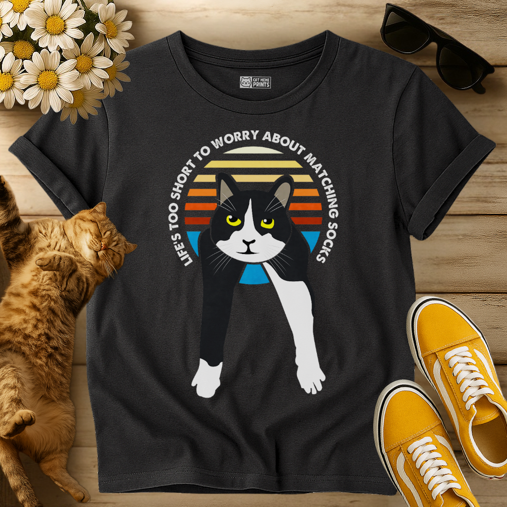 Tuxedo Cat Life's Too Short To Worry T-Shirt