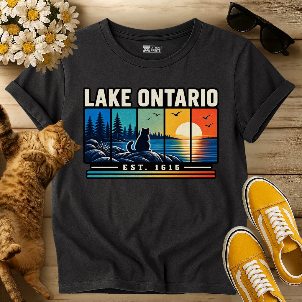 Lake Ontario Vintage Est 1615 Cat T-Shirt