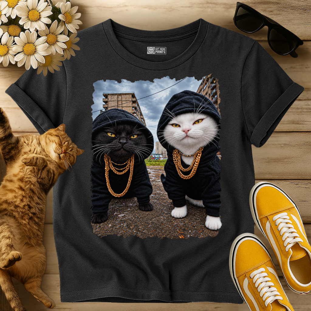 Gangster Black & White Cats T-Shirt