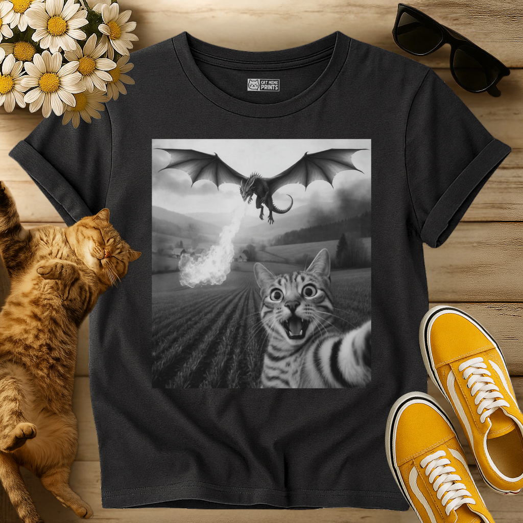 Cat Selfie with Dragon T-Shirt