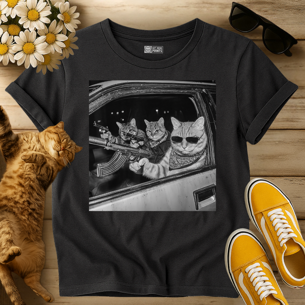 Gangster Cat Meme Selfie T-Shirt