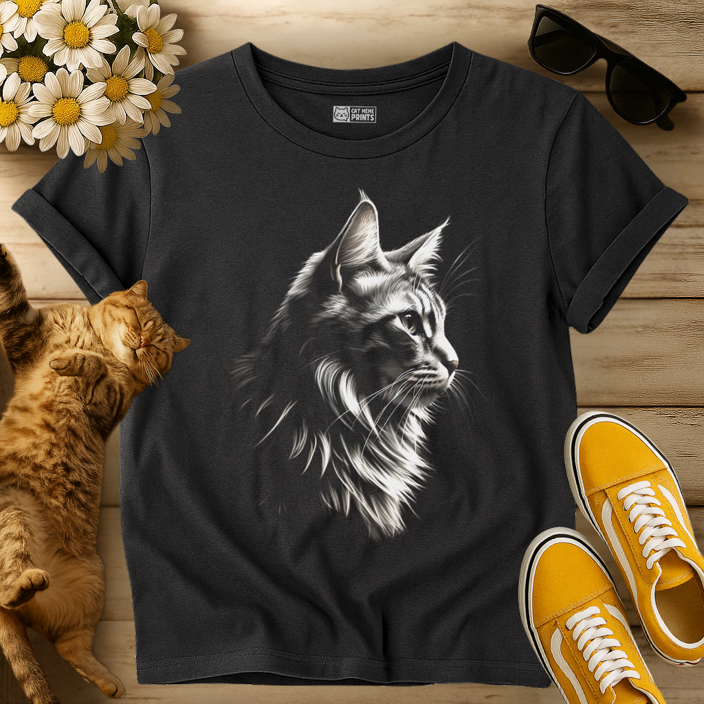 Maine-Coon Cat Side Profile T-Shirt