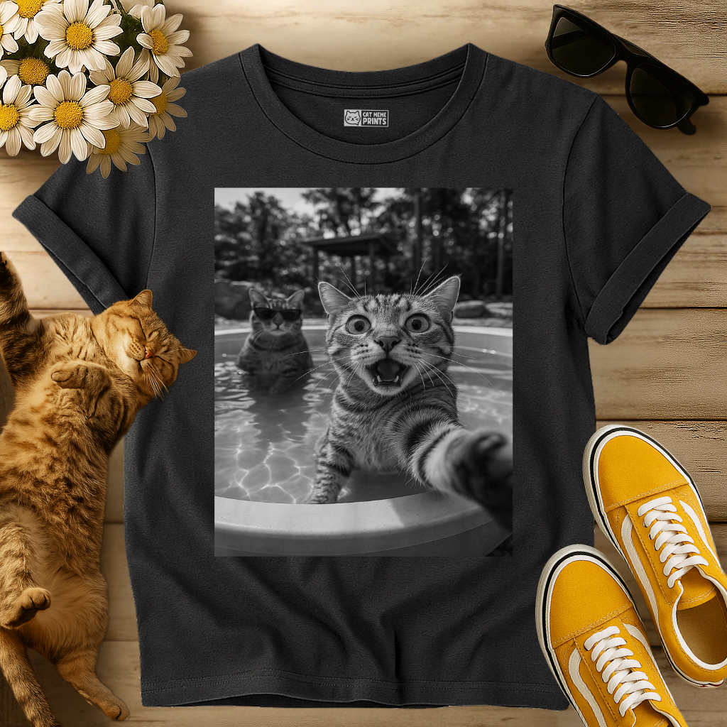Cat Selfie in the Pool T-Shirt