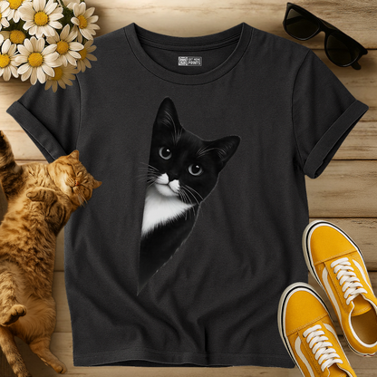 Peeking Tuxedo Cat T-Shirt
