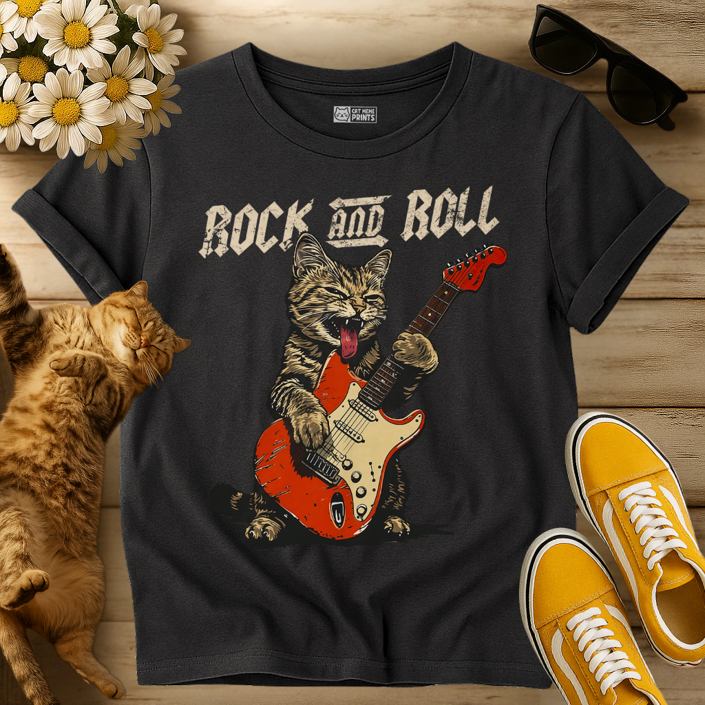 Guitarist Cat Rock and Roll T-Shirt