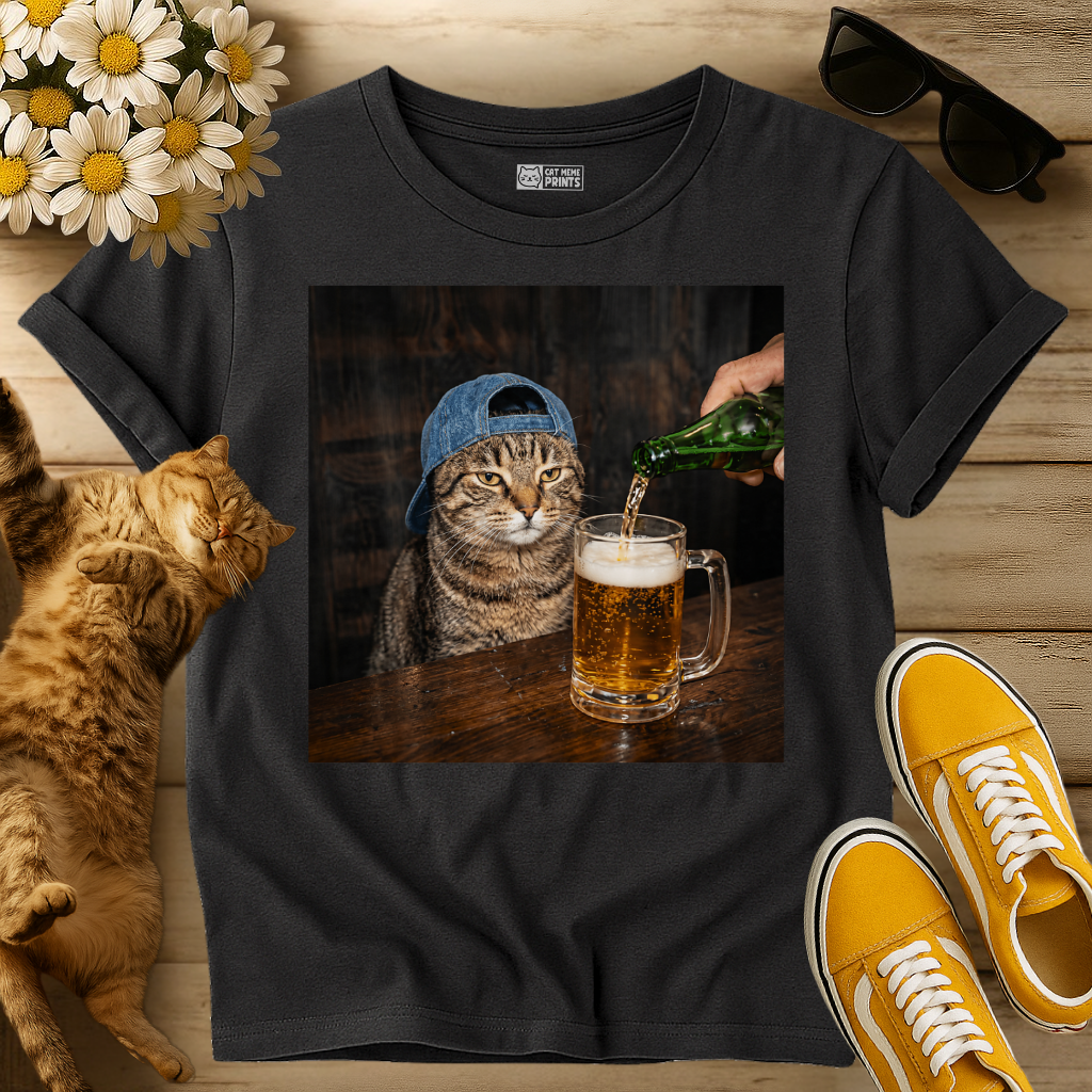 Cat Drinking Beer T-Shirt