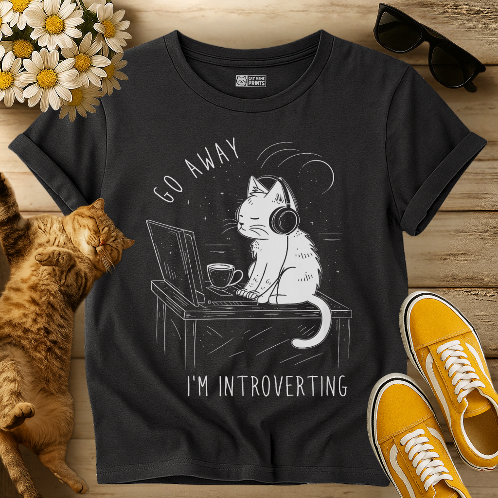 Go Away I'm Introverting Introvert Cat T-Shirt