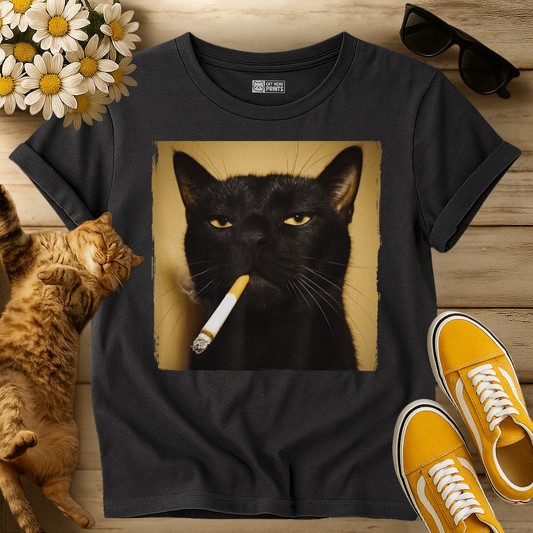 Black Cat Smoking T-Shirt