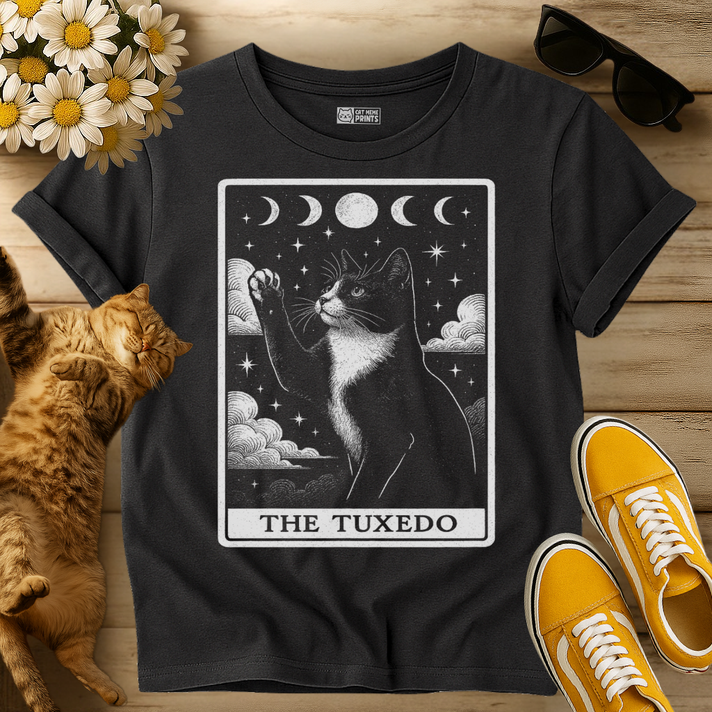 The Tuxedo Cat Tarot Card Witchy Moon T-Shirt