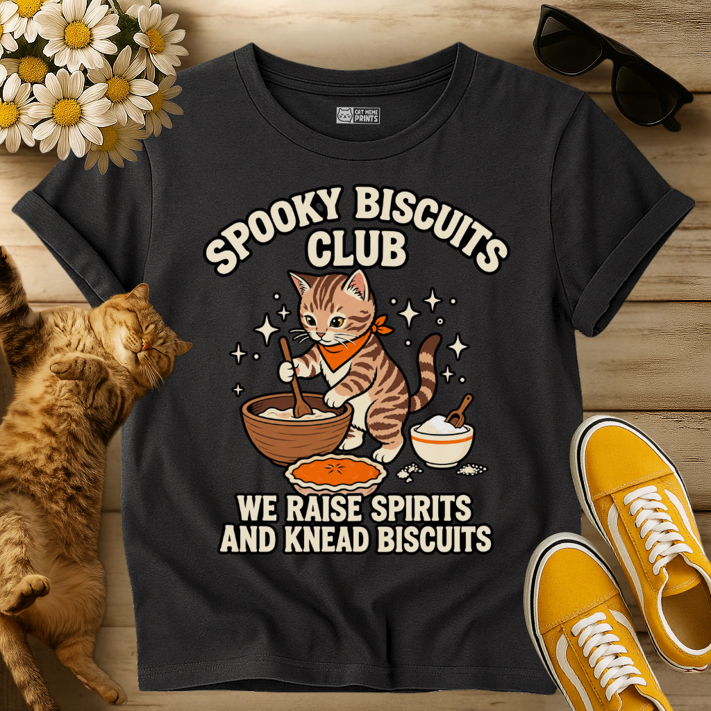 Cat Spooky Biscuits Club T-Shirt