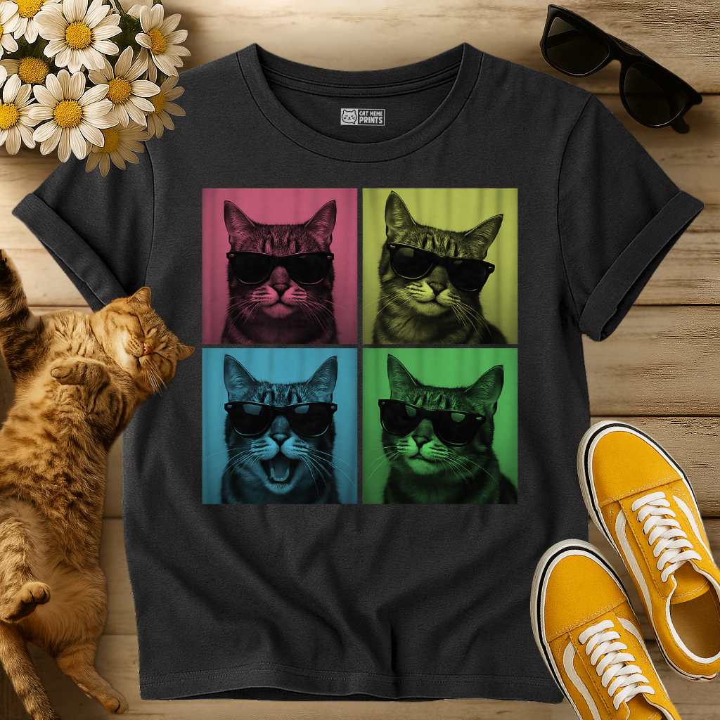 Cool Cat Pop Art Portrait T-Shirt