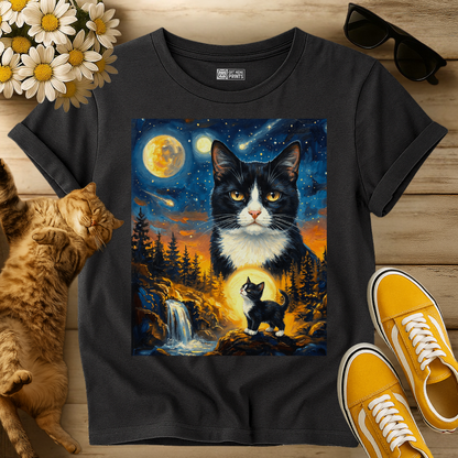Tuxedo Cat Howling to The Moon T-Shirt