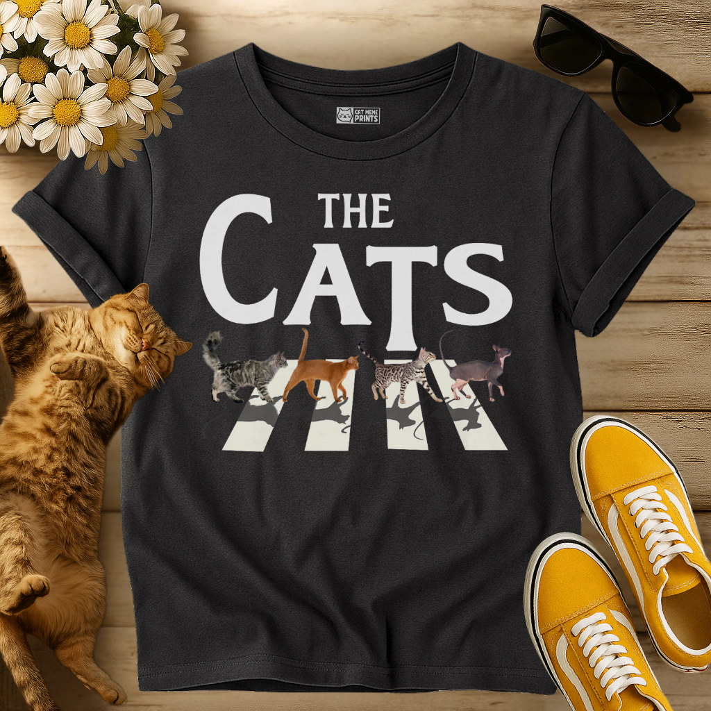Tabby Road: The Cat Rock Band Parody T-Shirt