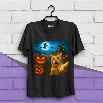 Cat Selfie with Spooky Pumpkins T-Shirt