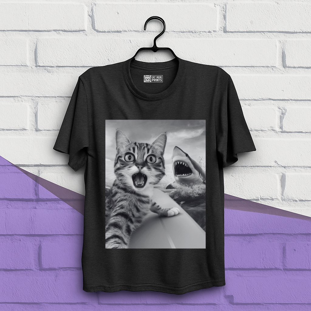 Cat Selfie With Shark T-Shirt