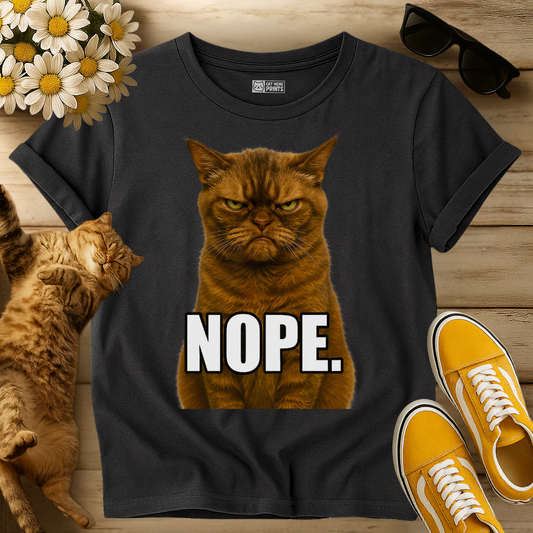 Nope Cat Grumpy Face T-Shirt