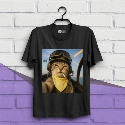 Pilot Cat Selfie Meme T-Shirt