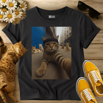 Gangster Cat Selfie with Street Cats T-Shirt